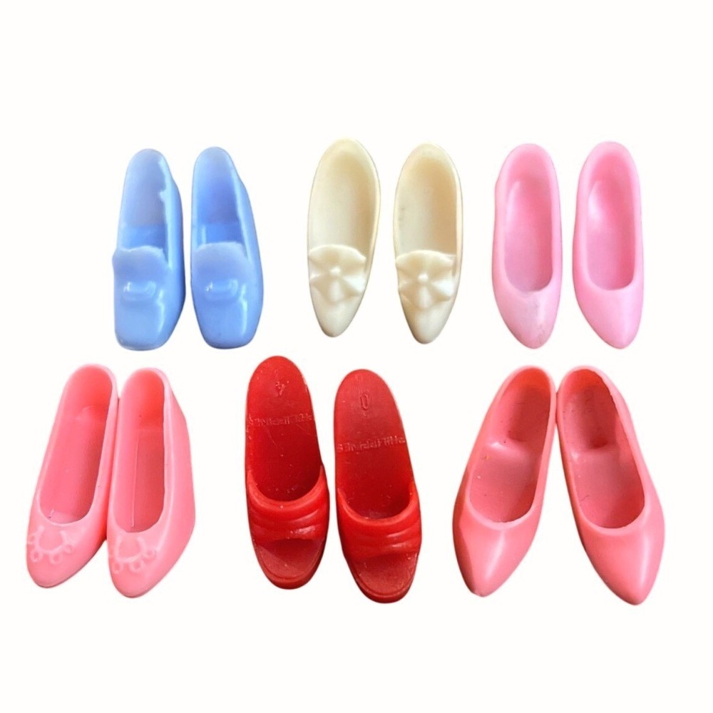 6 Pair Lot‎ Vtg Barbie Pointy Closed Toe Heels Shoes Stiletto Philippines Pink